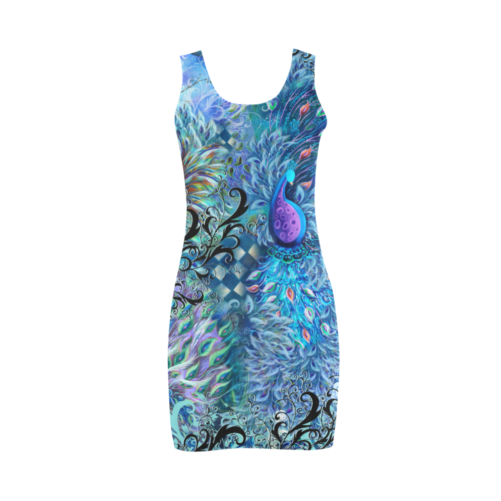 Peacock Swirl Print Dress by Juleez Medea Vest Dress (Model D06) | ID ...