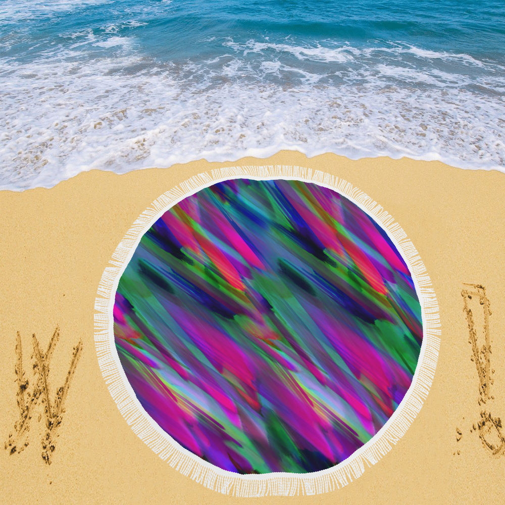 Colorful digital art splashing G400 Circular Beach Shawl 59"x 59"