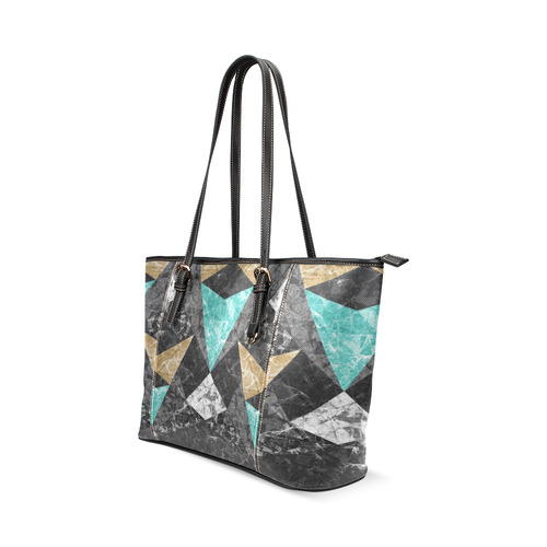 Marble Geometric Background G430 Leather Tote Bag/Small (Model 1640)