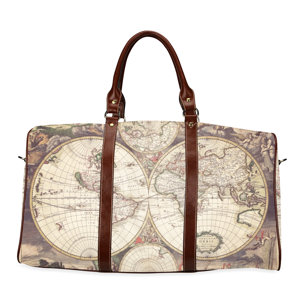 Old World Map Waterproof Travel Bag/Large (Model 1639)