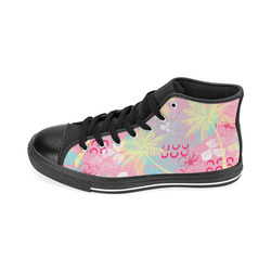 Pattern tropical summer High Top Canvas Women's Shoes/Large Size (Model 017)