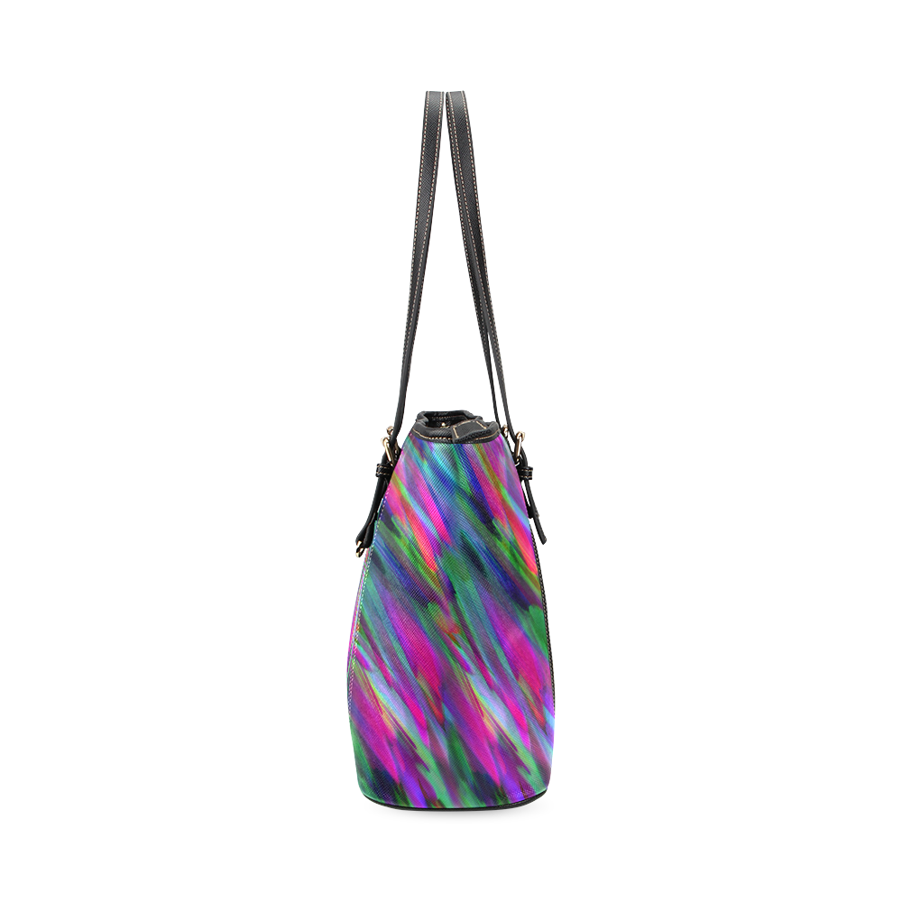 Colorful digital art splashing G400 Leather Tote Bag/Large (Model 1640)