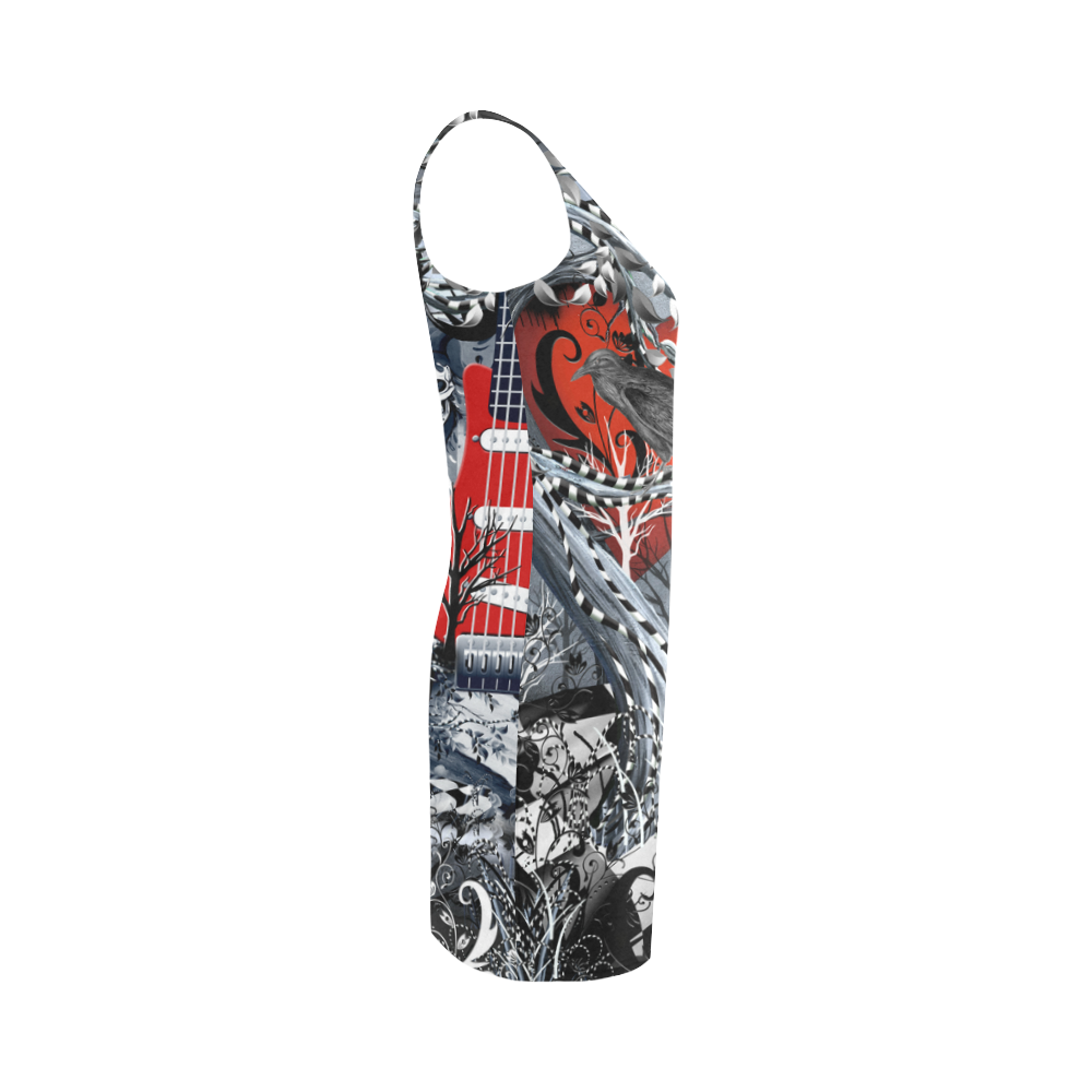 Raven Heart Print Tank Dress by Juleez Medea Vest Dress (Model D06)