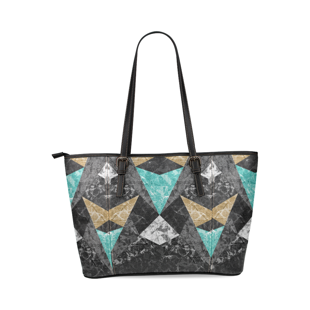 Marble Geometric Background G430 Leather Tote Bag/Large (Model 1640)