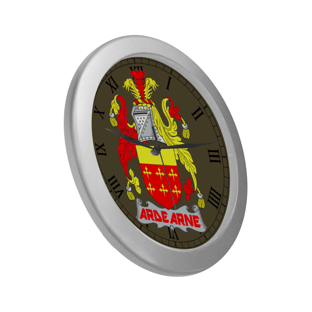 ARDEARNE OF KENT COAT OF ARMS Silver Color Wall Clock