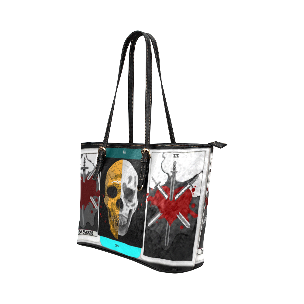 3ofswords Leather Tote Bag/Small (Model 1651)