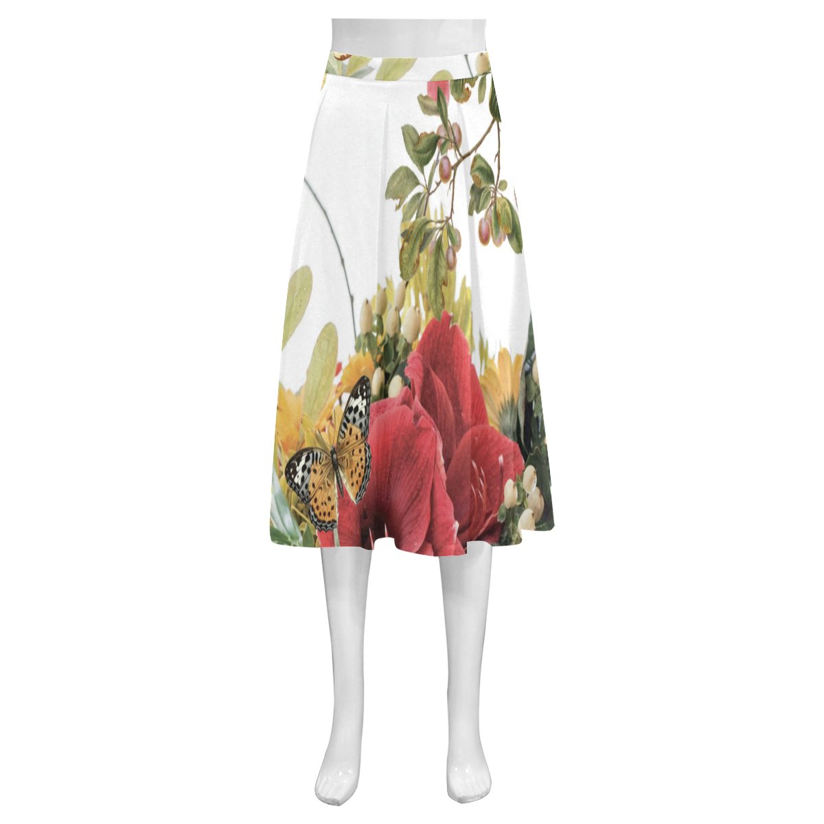 Collage_ Flourishing_ Gloria Sanchez Mnemosyne Women's Crepe Skirt (Model D16)