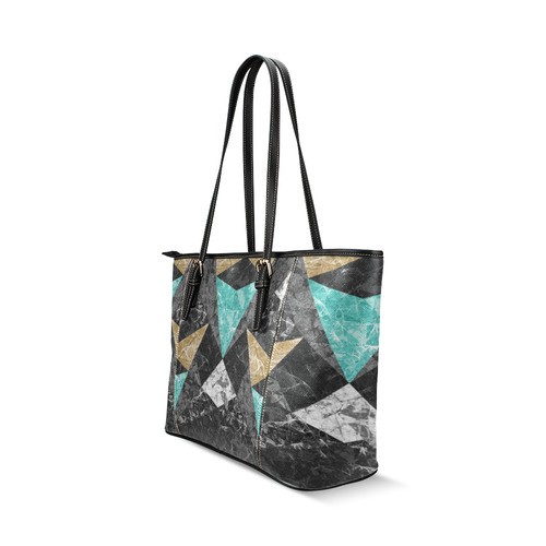 Marble Geometric Background G430 Leather Tote Bag/Small (Model 1640)
