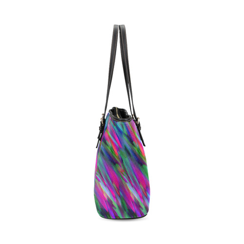 Colorful digital art splashing G400 Leather Tote Bag/Large (Model 1640)