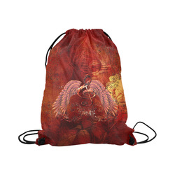 Music, clef and wings Large Drawstring Bag Model 1604 (Twin Sides)  16.5"(W) * 19.3"(H)