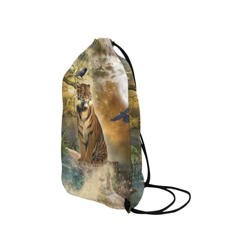 Awesome itger in the night Small Drawstring Bag Model 1604 (Twin Sides) 11"(W) * 17.7"(H)