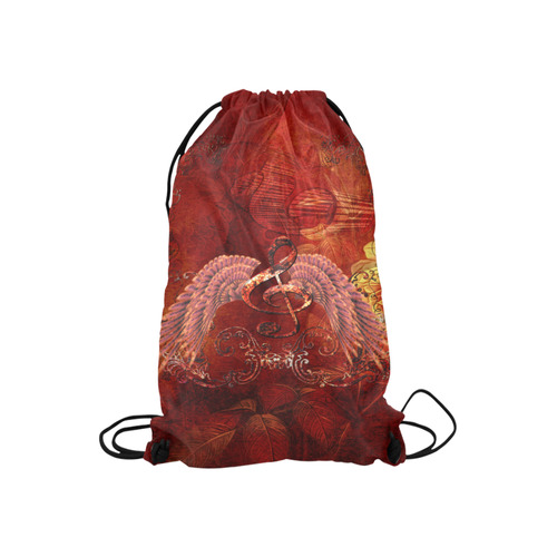 Music, clef and wings Small Drawstring Bag Model 1604 (Twin Sides) 11"(W) * 17.7"(H)