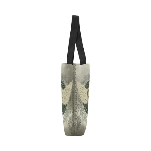 Skull with wings and roses on vintage background Canvas Tote Bag (Model 1657)