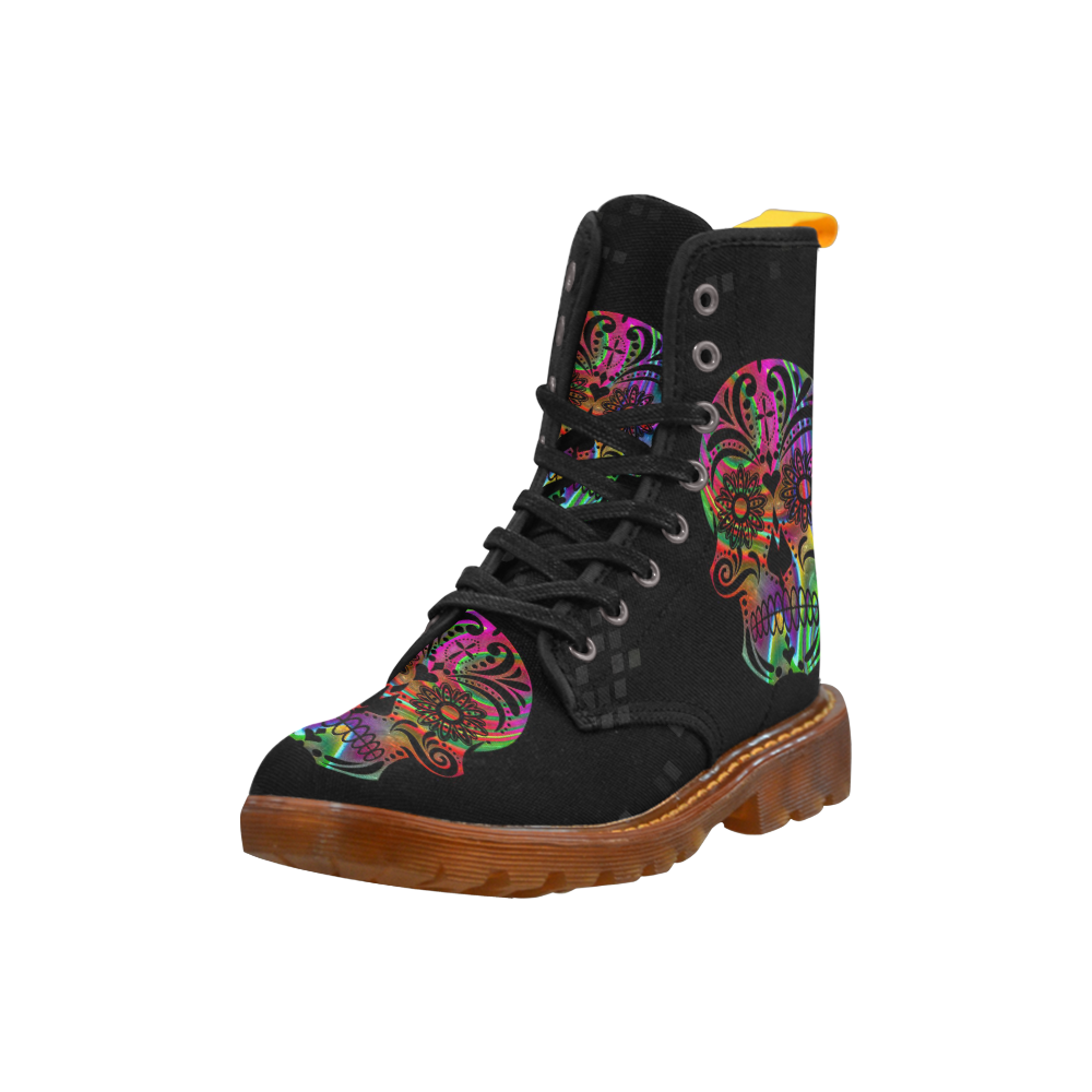 psychedelic skull by JamColors Martin Boots For Women Model 1203H