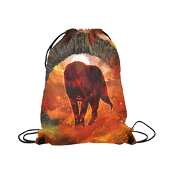 Awesome wolf in the night Large Drawstring Bag Model 1604 (Twin Sides)  16.5"(W) * 19.3"(H)