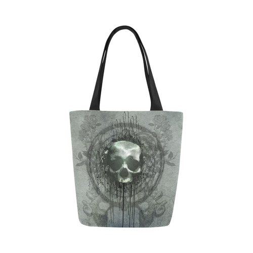 Awesome skull with bones and grunge Canvas Tote Bag (Model 1657)