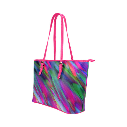 Colorful digital art splashing G400 Leather Tote Bag/Large (Model 1651)