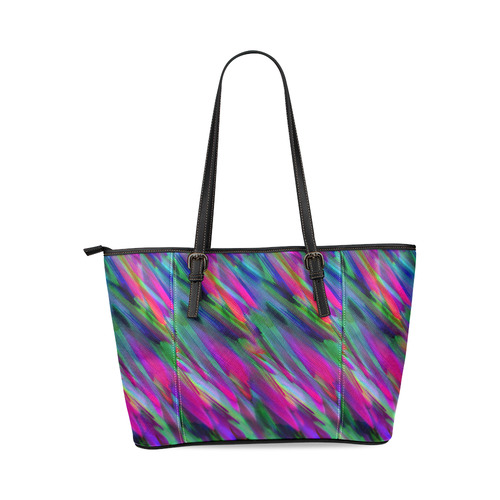 Colorful digital art splashing G400 Leather Tote Bag/Large (Model 1640)
