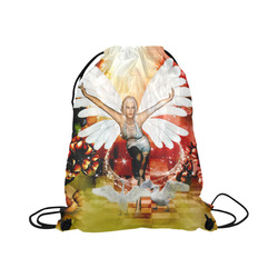 Fairy with swan Large Drawstring Bag Model 1604 (Twin Sides)  16.5"(W) * 19.3"(H)