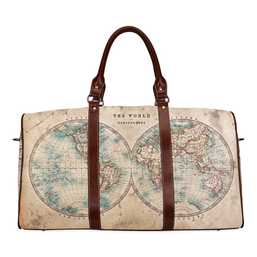 Old World Map Waterproof Travel Bag/Small (Model 1639)