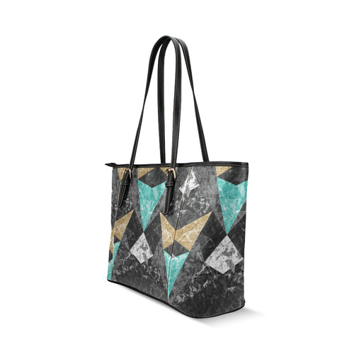 Marble Geometric Background G430 Leather Tote Bag/Large (Model 1640)