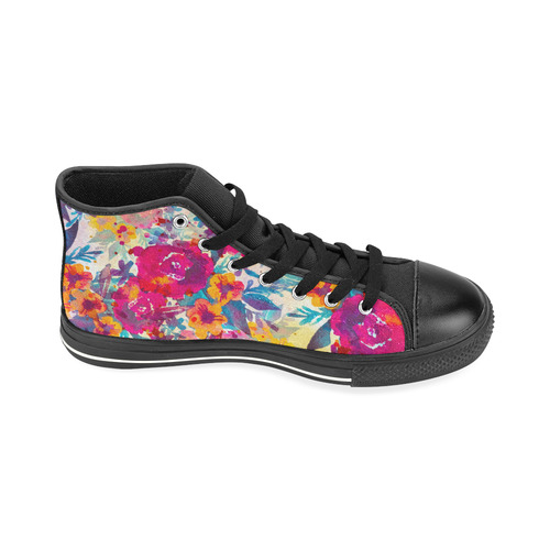Watercolor flowers and plants 02 High Top Canvas Women's Shoes/Large Size (Model 017)