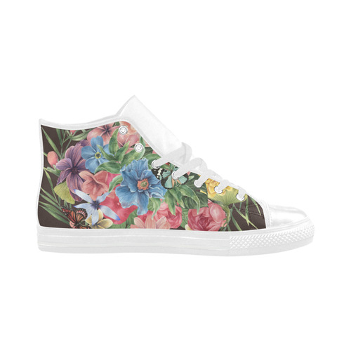 collage_ Spring II _ Gloria Sánchez Aquila High Top Microfiber Leather Women's Shoes (Model 032)