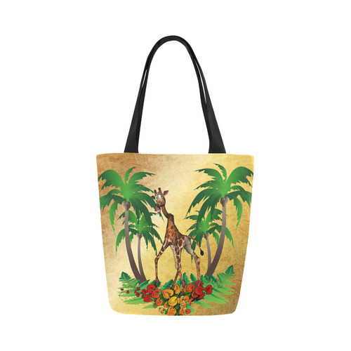 Cute giraffe with palm Canvas Tote Bag (Model 1657)