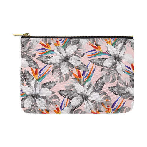 Monochrome tropic floral Carry-All Pouch 12.5''x8.5''