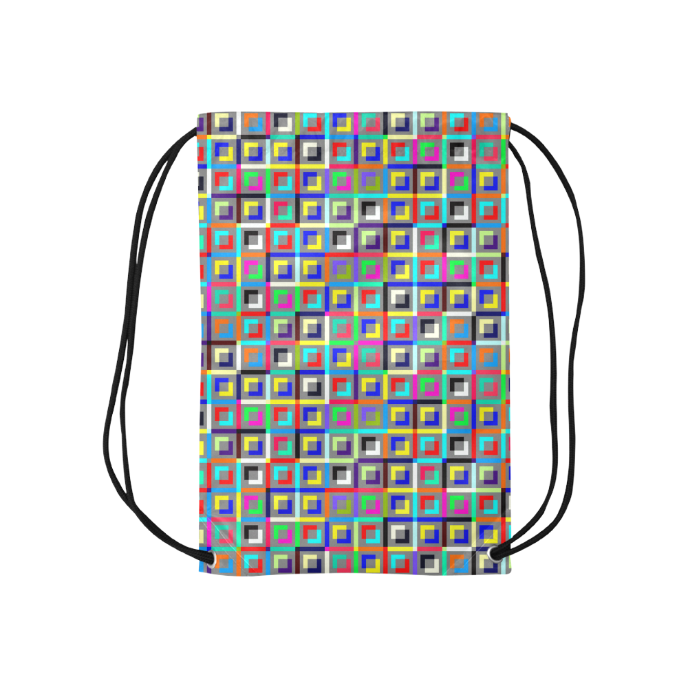 Retro Squares Small Drawstring Bag Model 1604 (Twin Sides) 11"(W) * 17.7"(H)
