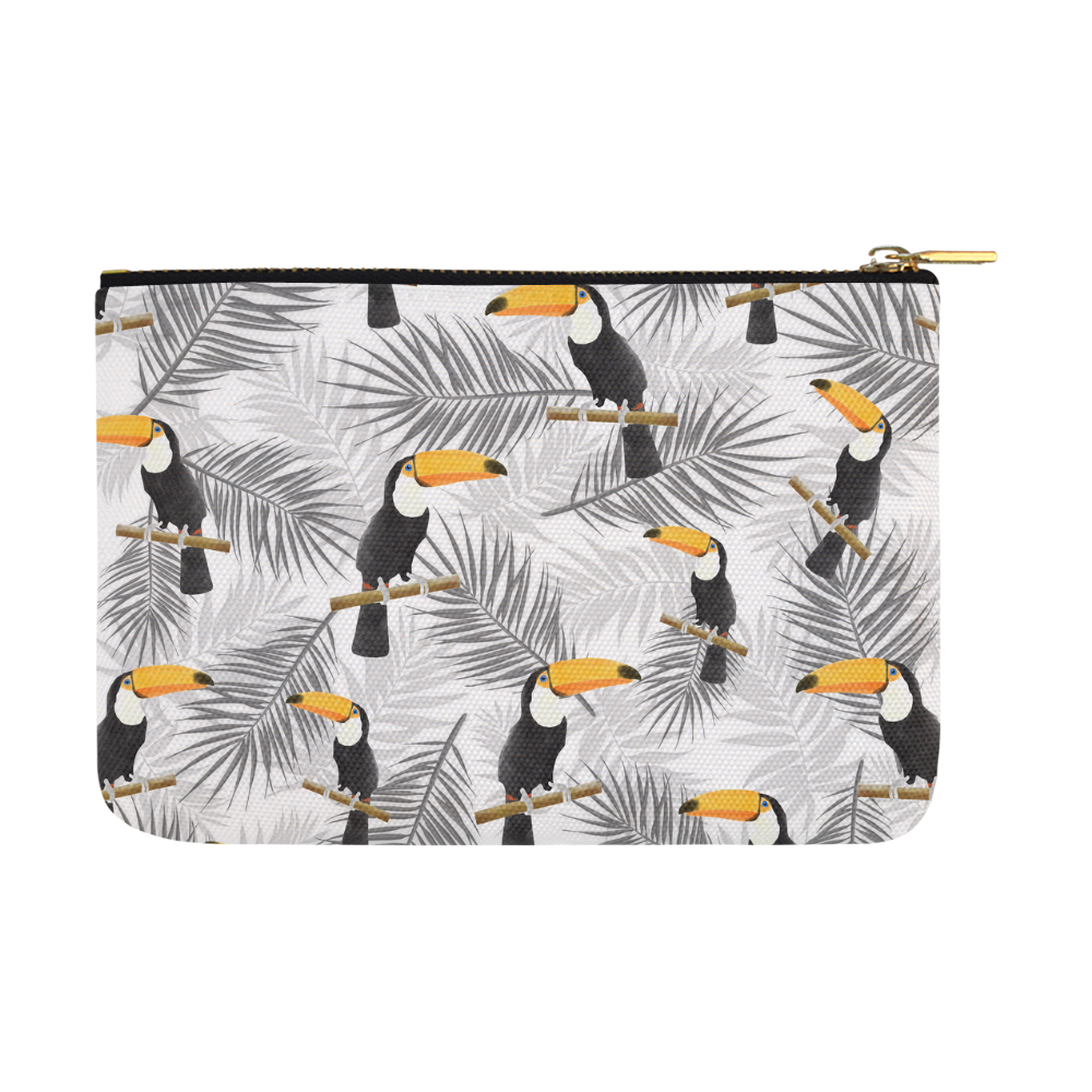 Toucan with palm leaves Carry-All Pouch 12.5''x8.5''