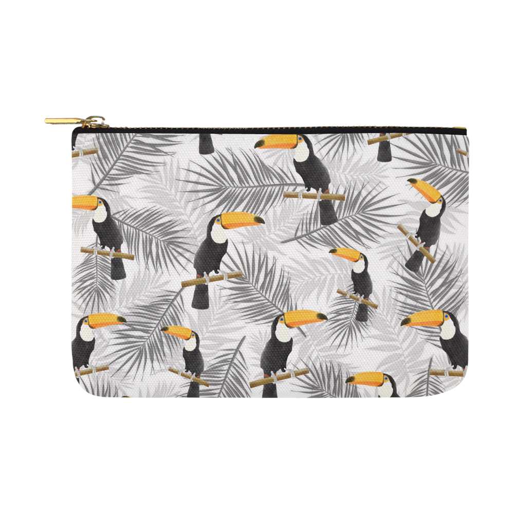 Toucan with palm leaves Carry-All Pouch 12.5''x8.5''