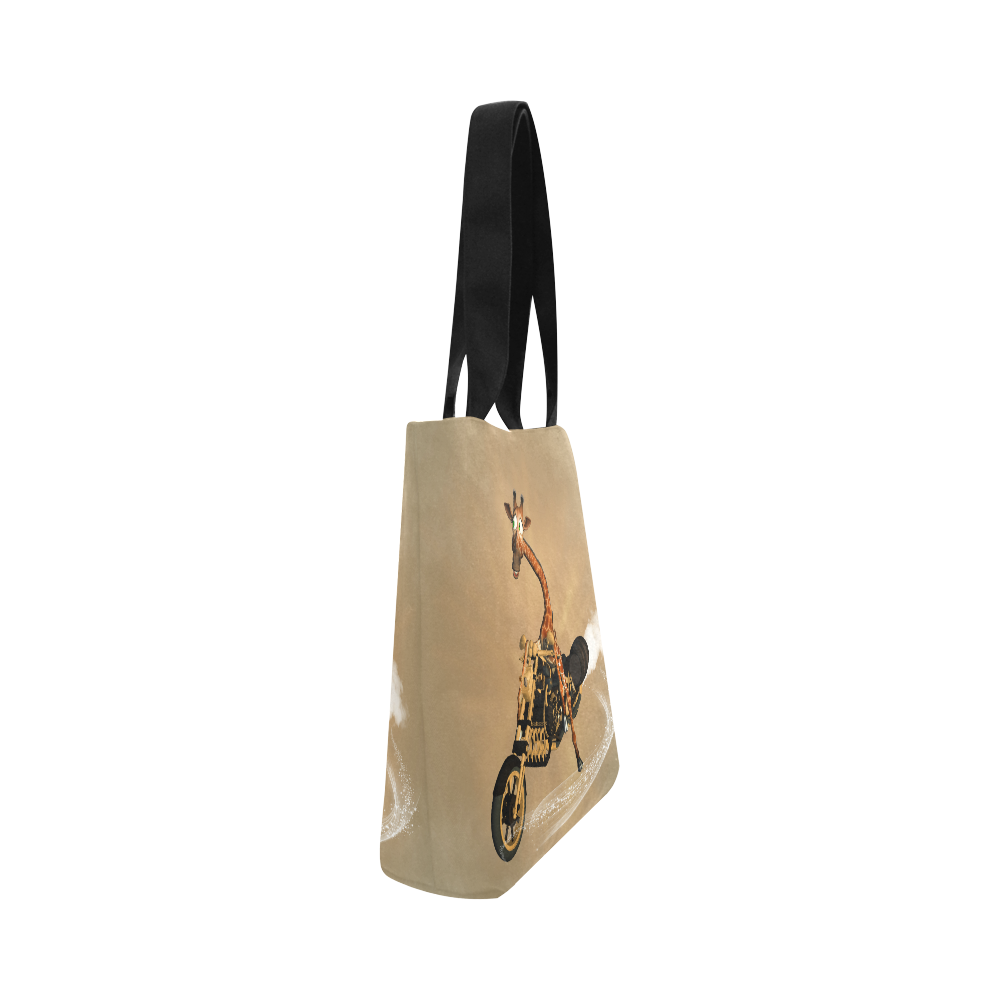 Funny giraffe with motorcycle Canvas Tote Bag (Model 1657)