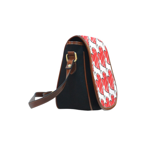 Red Hearts Cute Pattern Saddle Bag/Small (Model 1649)(Flap Customization)