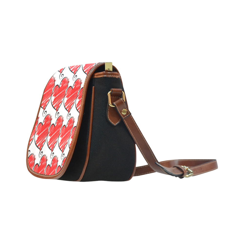 Red Hearts Cute Pattern Saddle Bag/Small (Model 1649)(Flap Customization)