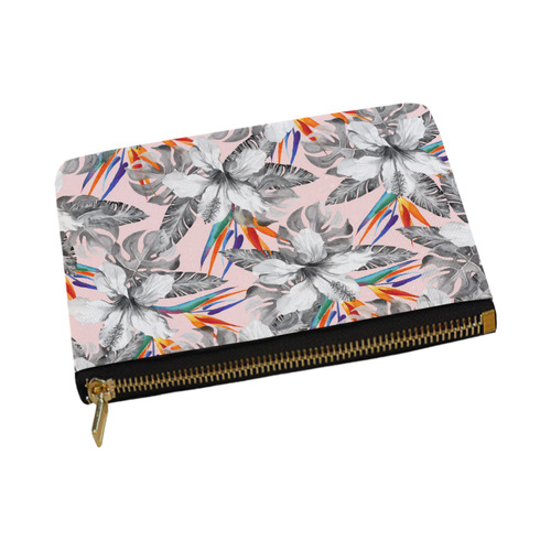Monochrome tropic floral Carry-All Pouch 12.5''x8.5''