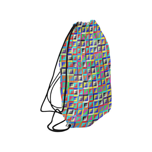 Retro Squares Medium Drawstring Bag Model 1604 (Twin Sides) 13.8"(W) * 18.1"(H)