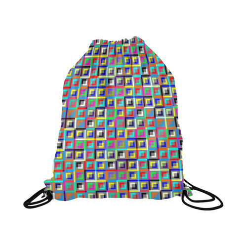 Retro Squares Large Drawstring Bag Model 1604 (Twin Sides)  16.5"(W) * 19.3"(H)