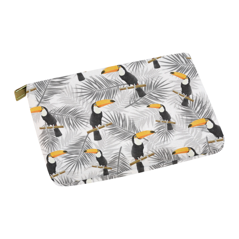 Toucan with palm leaves Carry-All Pouch 12.5''x8.5''