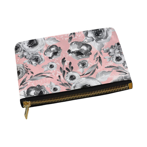 blooms flowers black and white Carry-All Pouch 12.5''x8.5''
