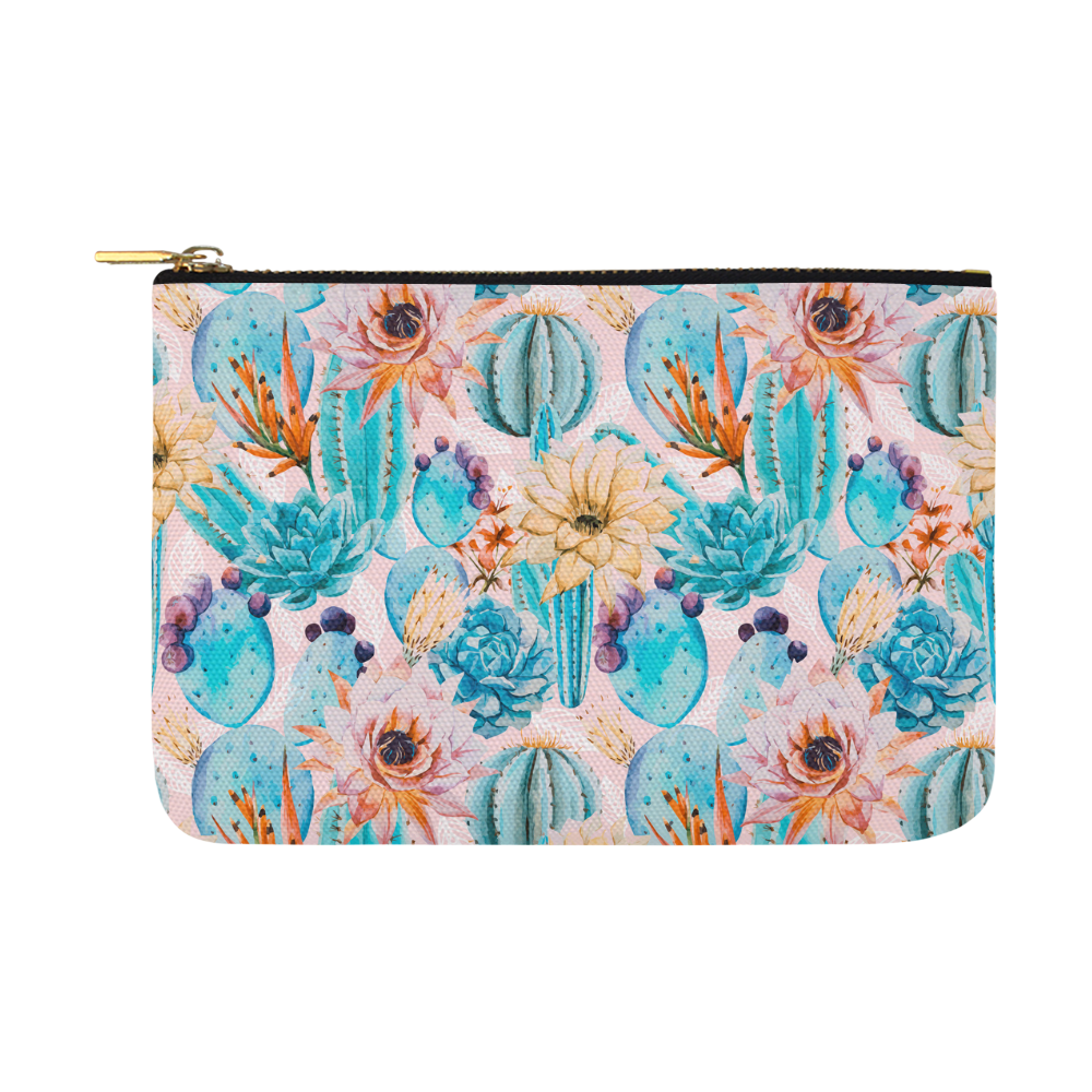 Cactus and flowers pattern Carry-All Pouch 12.5''x8.5''