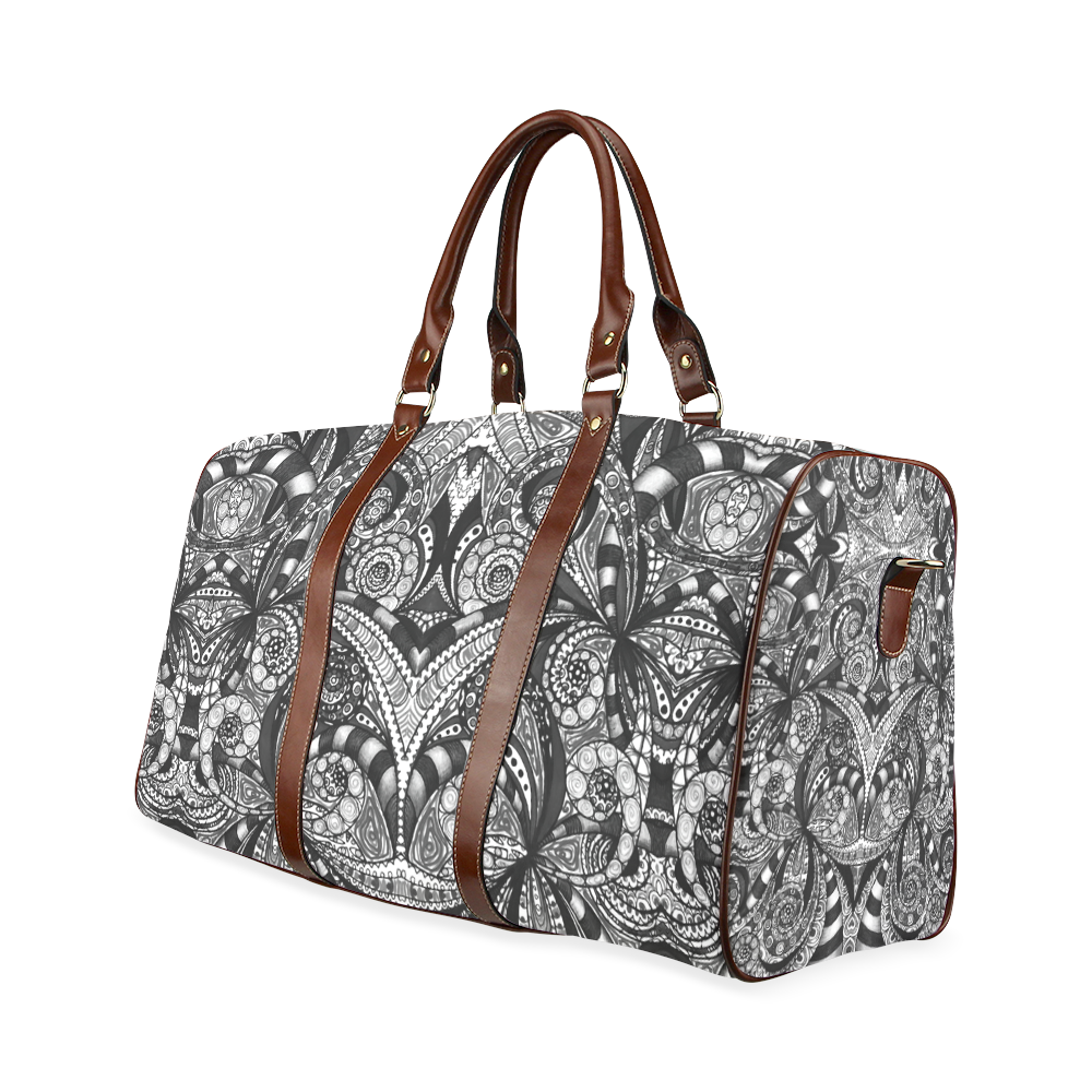 Drawing Floral Zentangle G6B Waterproof Travel Bag/Large (Model 1639)