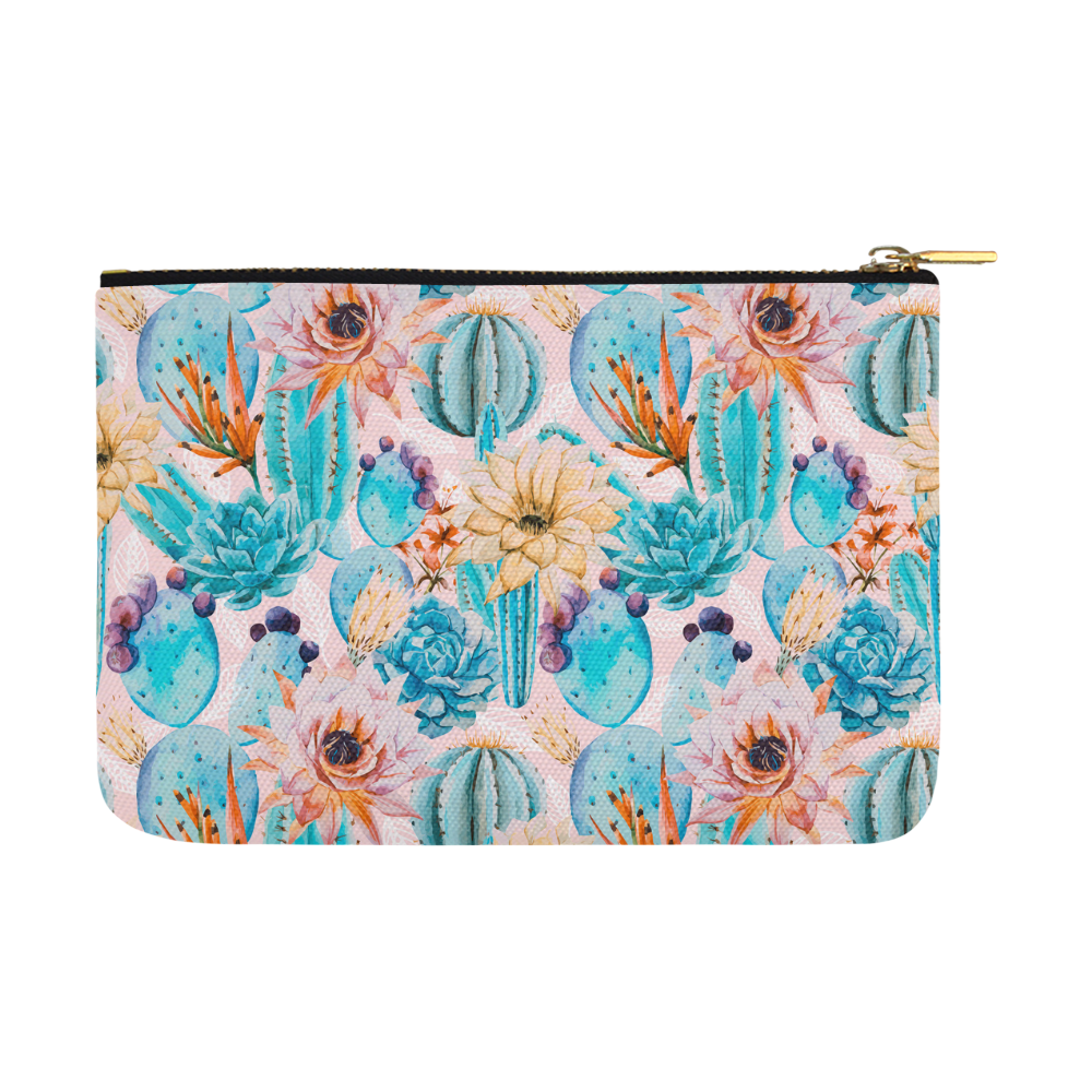 Cactus and flowers pattern Carry-All Pouch 12.5''x8.5''