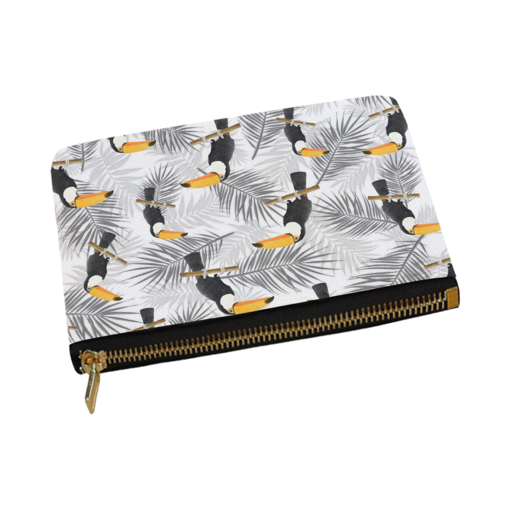 Toucan with palm leaves Carry-All Pouch 12.5''x8.5''