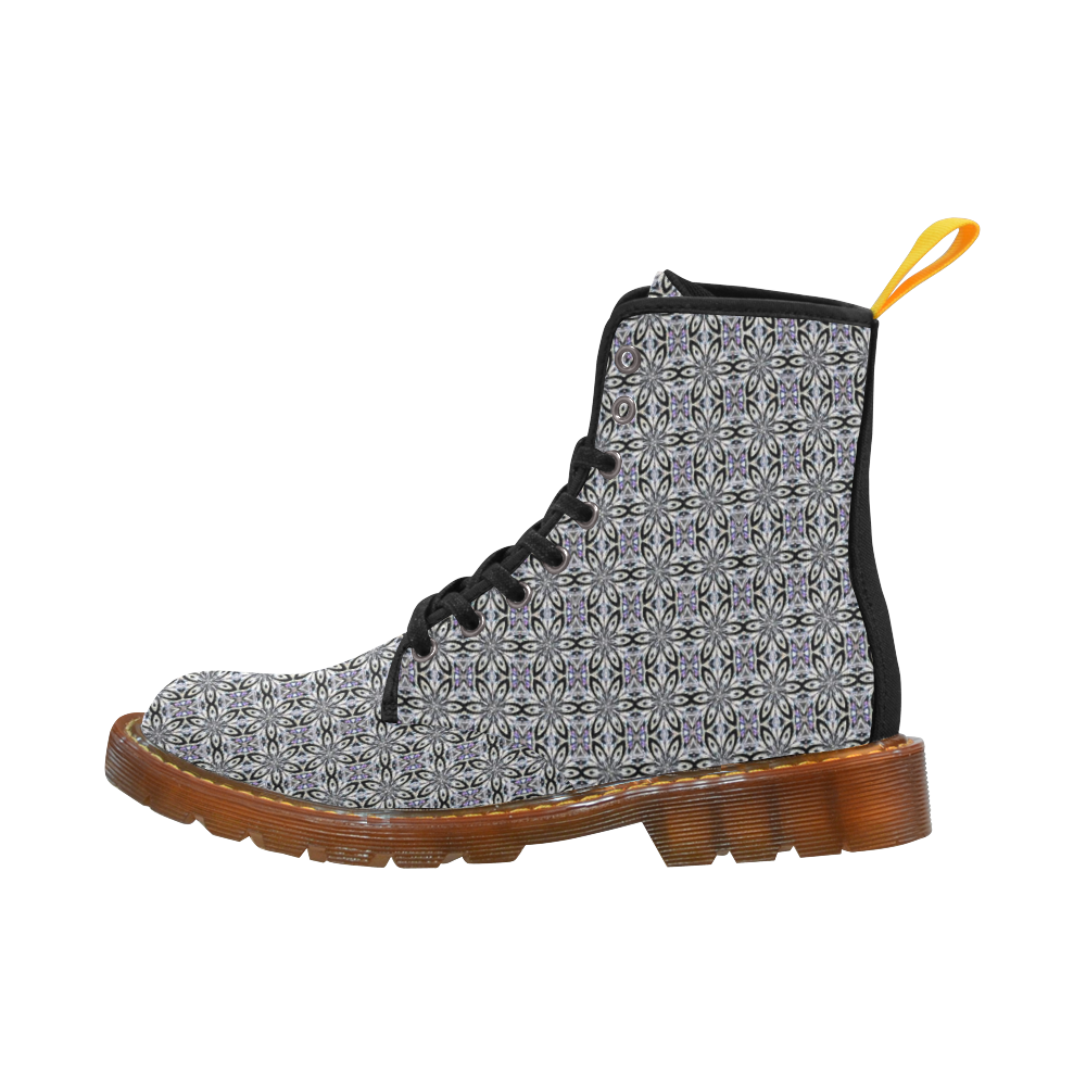 Black Gray and Purple Abstract Martin Boots For Men Model 1203H