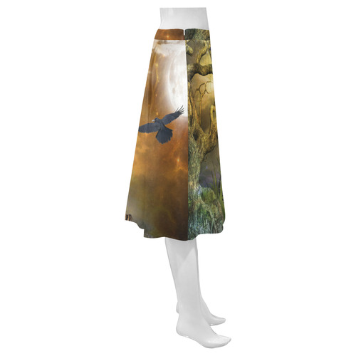 Awesome itger in the night Mnemosyne Women's Crepe Skirt (Model D16)