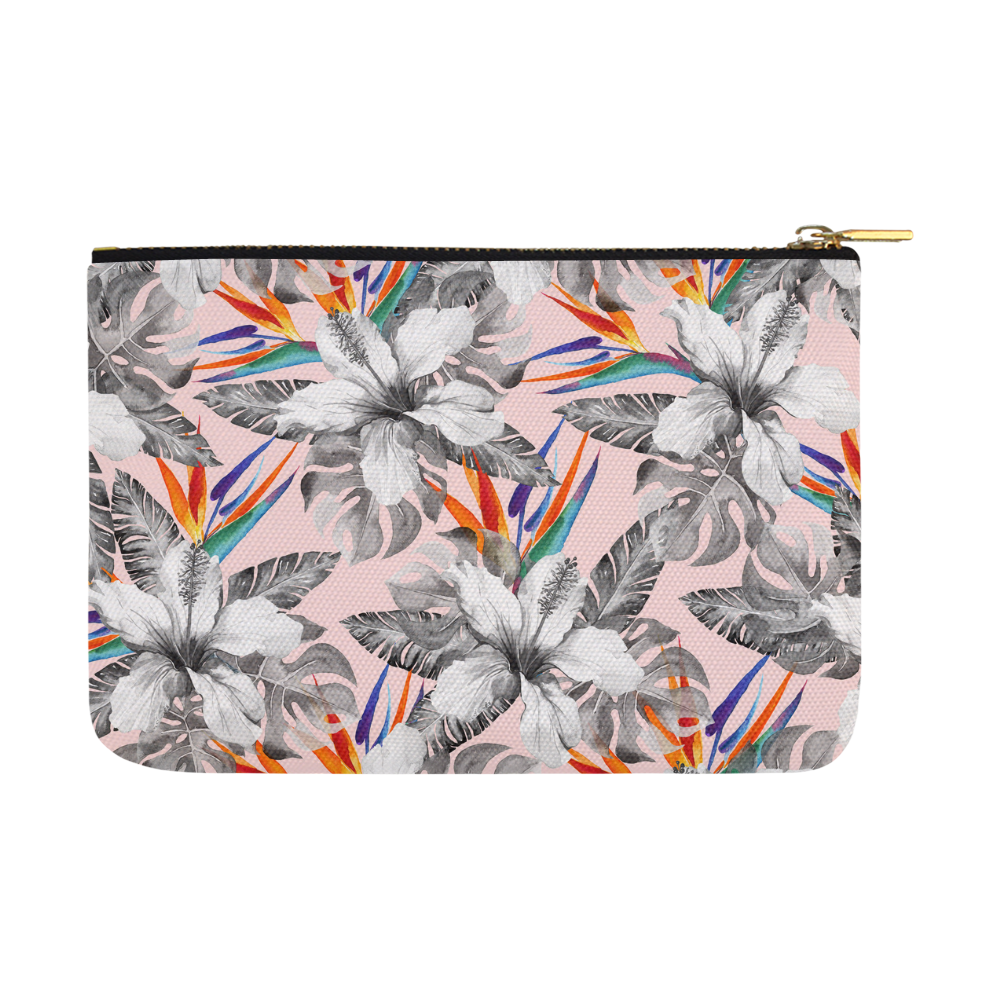 Monochrome tropic floral Carry-All Pouch 12.5''x8.5''