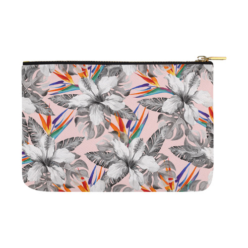 Monochrome tropic floral Carry-All Pouch 12.5''x8.5''