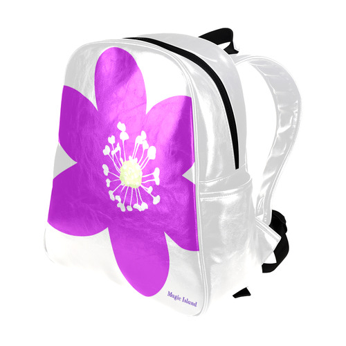 Red Anemone Hepatica. Inspired by the Magic Island of Gotland. Multi-Pockets Backpack (Model 1636)