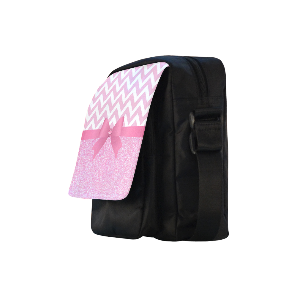 Pink Glitter, Pink Chevron, Pink Bow Crossbody Nylon Bags (Model 1633)